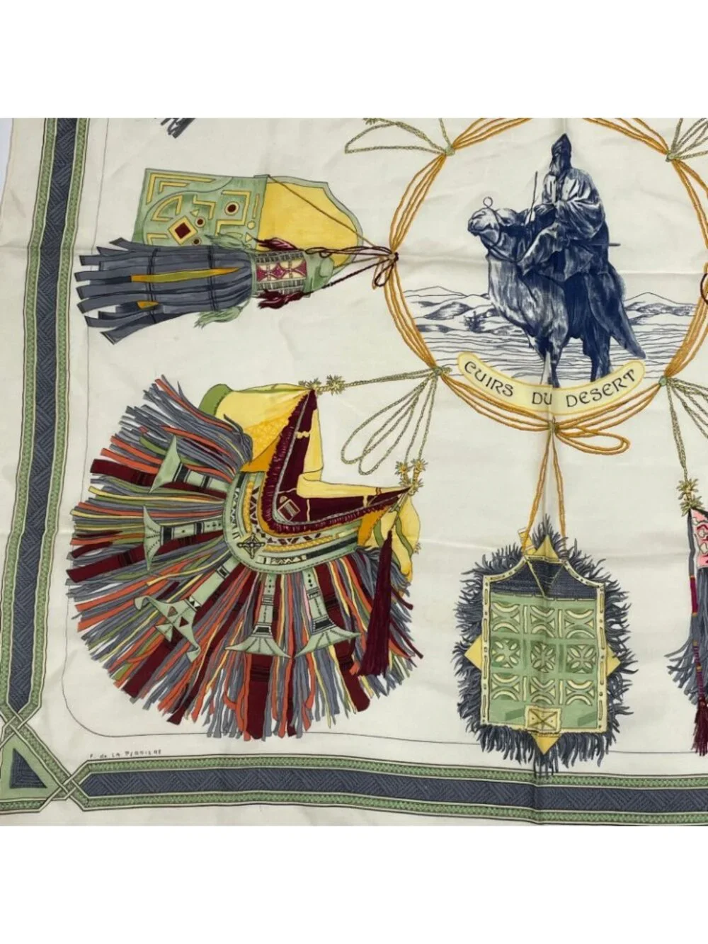 Hermes Carre 90 Cuirs du Desert Leather Ornament Silk Scarf White - Picture 4 of 6